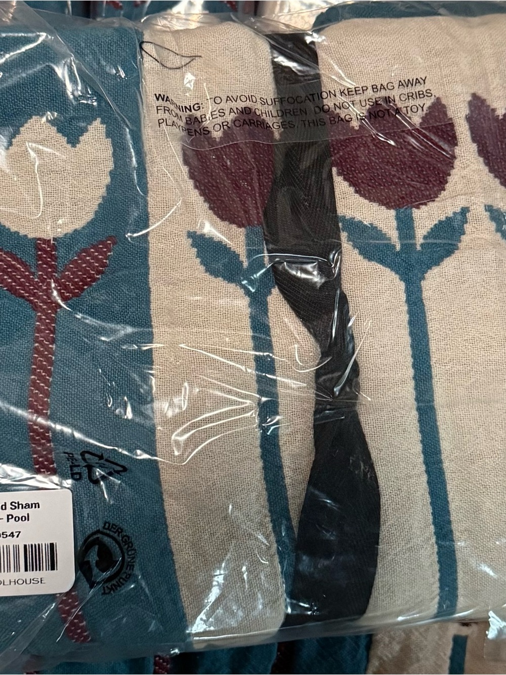 Schoolhouse Electric Tulbend pillow sham cover BNWT- EURO pool color